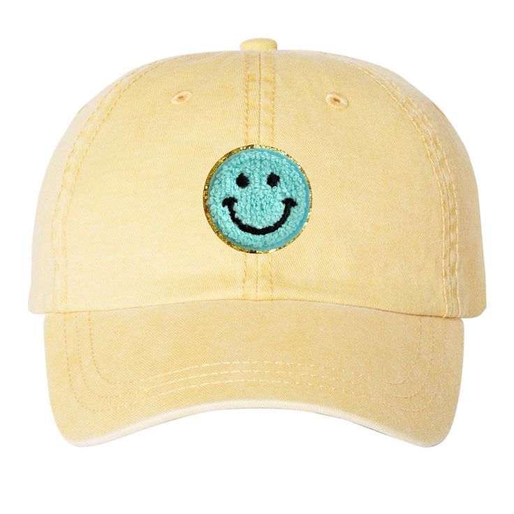 Customize your own hat with fun, glittery letter patches! Choose from 1 or 2 patches. These patches will be professionally made to last a lifetime! Letters on the hats are about 2.25 inches tall. Adjustable Cotton Hat With Smiley Face, Trendy Baseball Cap With Patches And Curved Brim, Fun Hats With Embroidered Logo One Size, Fun Embroidered Logo Hat One Size, Fun Hats With Embroidered Logo, Fun Adjustable Hats With Patches, Fun Adjustable Hat With Patches, Trendy Baseball Cap With Embroidered Patch, Trendy Baseball Cap With Embroidered Patch And Curved Brim