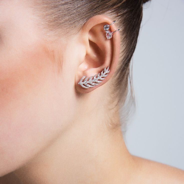 Sterling Silver Rebecca Ear Cuff Earrings Set Silver Ear Cuff Earrings, Simple Silver Earrings, Feather Ear Cuff, Simple Studs, Simple Gold Earrings, Ear Cuff Jewelry, Bubble Earrings, Diamond Ear Cuff, Classy Earrings