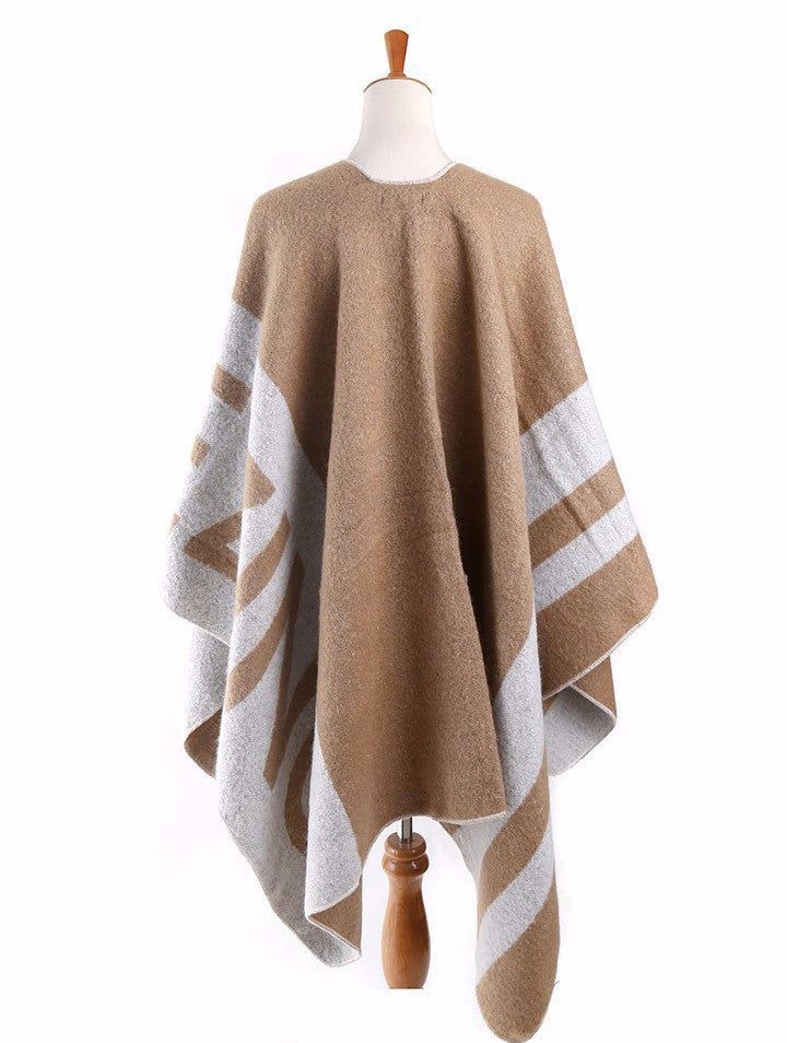 Pattern Type: GeometricStyle: FashionMaterial: CashmereSeason: Autumn, Winter ﻿SKU: 2055458 Beach Cape Shawl For Fall, Fall Beach Cape Shawl, Beige One Size Shawl Poncho, Oversized Brown Cape Shawl, Oversized Beige Shawl Poncho, Winter Poncho, Womens Cashmere, Cashmere Wool, Warm Winter