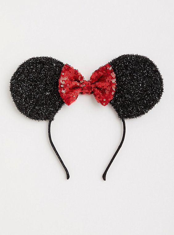 Sparkly ears and a red sequined bow add eye-catching detail to a Minnie Mouse headband. Wire headband. Man-made material. Imported. The best plus size women's disney minnie mouse black glitter headband headbands in black. Torrid is your destination for plus size Mickey Mouse merchandise. Glitter Force Costume, Disney Characters Christmas, Mouse Headband, Glitter Headband, Plus Size Disney, Minnie Mouse Headband, Disney Minnie Mouse Ears, Minnie Ears Headband, Neon Hair