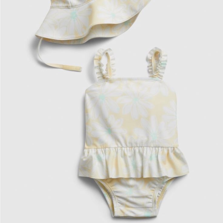 2 Pc Swimset One Piece And Hat Size :18-24 Months New With Tags Gap Swimwear For Spring Vacation, Spring Gap Swimwear For Vacation, Gap Spring Vacation Swimwear, Spring Vacation Swimwear By Gap, Gap Cotton Summer Sets, Gap Swimwear For Spring, Sky E, Toddler Swimsuits