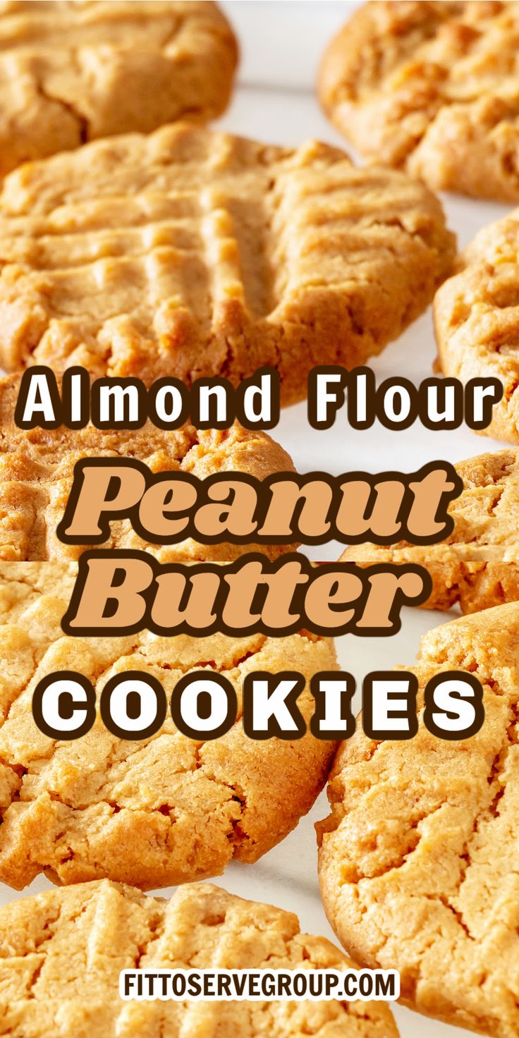 peanut butter cookies with the words almond flour peanut butter cookies