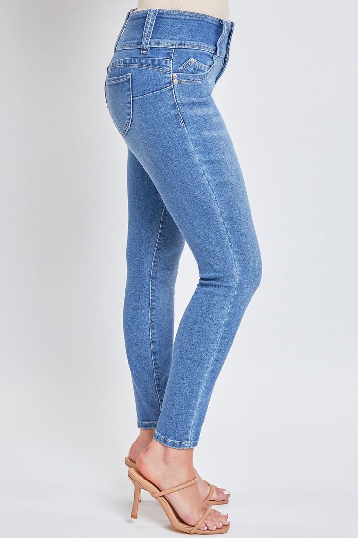 Want a better butt? Well, our Women’s Sustainable WannaBettaButt Mid Rise Skinny Jeans will help get you there. Part of our beloved WBB collection, these denim pants feature our signature heart-shaped stitching and perfectly placed pockets that give your bum a contoured and lifted look. This mid-waisted style is fitted hip to hem in a way that shows off all your natural curves, and is detailed with a zip fly with three-button closure. Wear with a fitted crop and sneakers for an “everyday” look t High Rise Medium Wash Jeggings With Pockets, Non-stretch High Rise Medium Wash Jeggings, High Rise Non-stretch Medium Wash Jeggings, High Rise Medium Wash Jeggings, Stretch High Rise Cropped Jeans In Medium Wash, High Rise Stretch Cropped Jeans In Medium Wash, Blue Stretch Straight Leg Cropped Jeans, Mid-rise Denim Jeggings With Pockets, Medium Wash Full-length Denim Jeggings