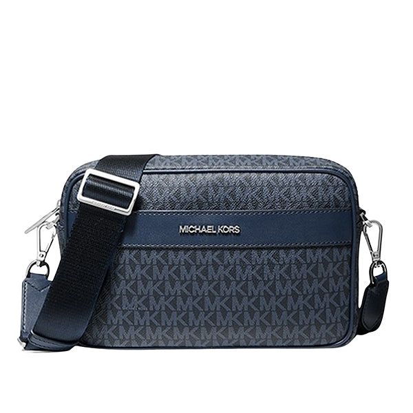 Michael Kors Kenly Large Logo Crossbody Womens Bag Navy Blue Admiral - Main Michael Kors Business Shoulder Bag With Adjustable Strap, Classic Crossbody Bag With Logo, Modern Pouch Bag With Logo, Logo Crossbody Bag For Everyday Use, Logo Shoulder Bag For On-the-go, Modern Logo Pouch Bag, Classic Bags With Logo For On-the-go, Rectangular Shoulder Bag With Logo For On-the-go, Casual Michael Kors Bag With Logo