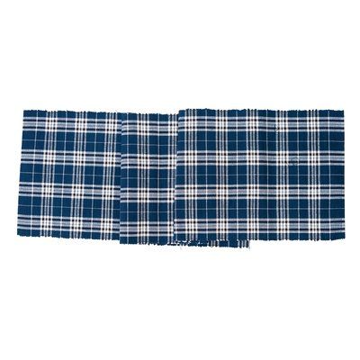 two pieces of blue and white plaid fabric on a white background, one is folded in half