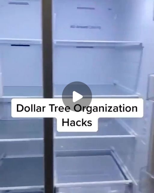 an open refrigerator door with the words dollar tree organization hacks written in white on it