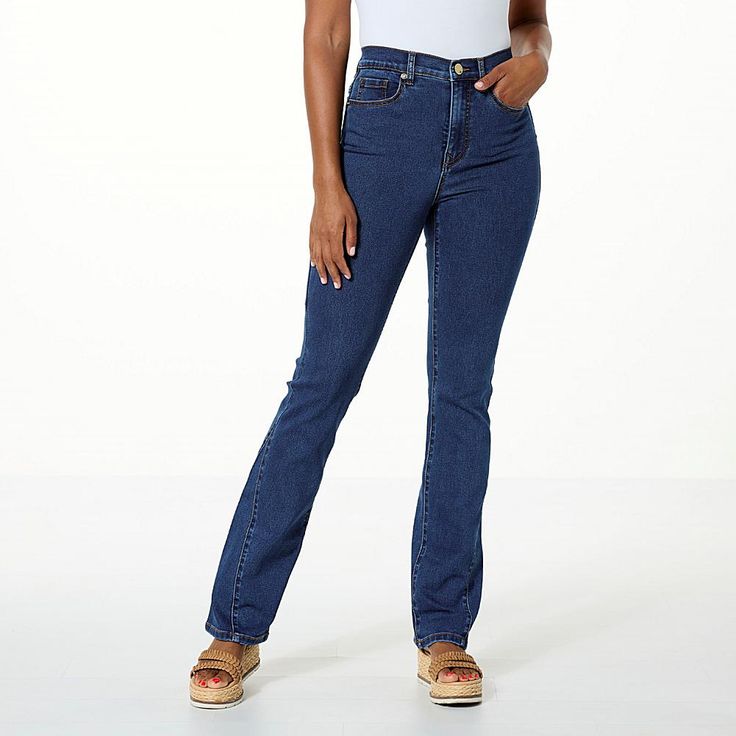 DG2 by Diane Gilman Virtual Stretch 3-in-1 Shapeshifter Bootcut Jean  Slim. Lift. Smooth. This 3-in-1 Shaper Jean from Diane Gilman is designed with cotton-rich virtual stretch denim, classic bootcut legs, and a 360-degree, advance-engineered compression knit inner panels that give the illusion of a smoother tummy for a body-flattering, flawless fit. Bootcut Jean, Shank Button, Draped Fabric, Jean Slim, 3 In 1, Jeans Style, 360 Degree, Bootcut Jeans, Chambray