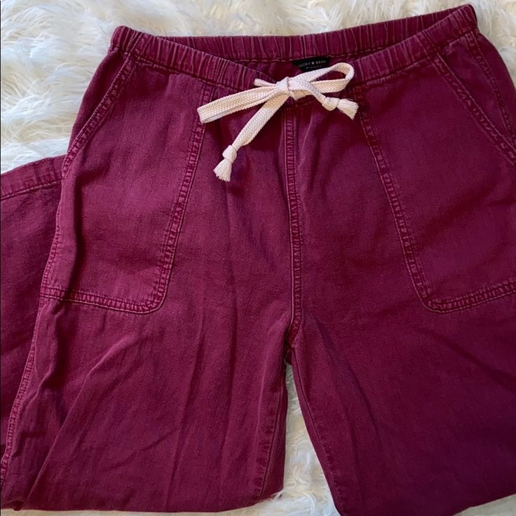 Cute Magenta Denim-Y Loungy Pants! Never Worn High Waist Cotton Capris With Elastic Waistband, Straight Leg Cotton Capris With Elastic Waistband, Casual High Rise Cargo Pants For Summer, High Rise Casual Cargo Pants For Summer, Casual High-rise Cargo Pants For Summer, Casual Wide Leg Cotton Capris, Relaxed Fit High Rise Loungewear Bottoms, Relaxed Fit High Rise Bottoms For Loungewear, High Rise Relaxed Fit Bottoms For Loungewear