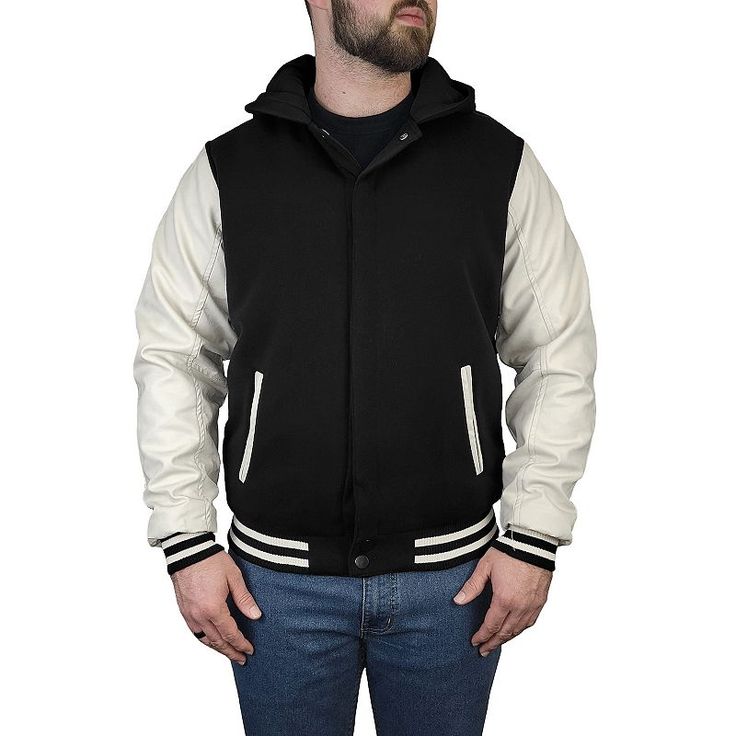 Layer on the style and warmth with this men's hooded fleece varsity-style jacket from Victory Outfitters.Click on this MEN'S GUIDE to find the perfect fit and more! Layer on the style and warmth with this men's hooded fleece varsity-style jacket from Victory Outfitters.Click on this MEN'S GUIDE to find the perfect fit and more! FEATURES Midweight warmth rating Attached hood Long sleeves Snap closure Ribbed hem 2 exterior pockets 1 interior pocket Reversible: two tone on one side, solid on the ot Hooded Varsity Outerwear For Sports Season, Varsity Hooded Outerwear For Sports Season, Hooded Outerwear For College Sports Season, College Sports Hooded Outerwear, Collegiate Hooded Sports Outerwear, Hooded Varsity Jacket For Fall Sports, Urban Hooded Varsity Jacket For Sports Season, Collegiate Hooded Outerwear For Fall, Collegiate Style Winter Fleece Outerwear