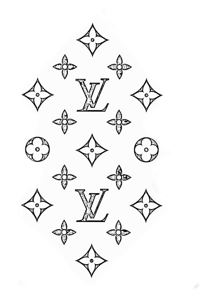 the louis vuitton logo is drawn in black ink on a white paper background