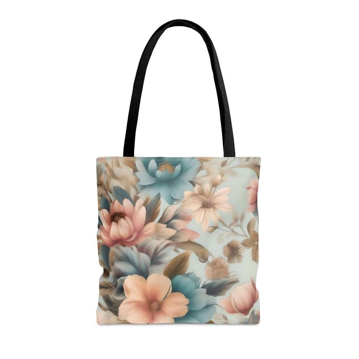 Introducing our Tote Bag The Vintage Flowers pattern, AOP Tote Bag is the perfect blend of practicality and high-quality craftsmanship. Available in three convenient sizes, this versatile bag is designed to meet all your needs. Whether you're heading to the beach or exploring the town, our Tote Bag combines comfort and style seamlessly with its eye-catching all-over print. Crafted from durable materials, this bag ensures long-lasting use, accompanying you through multiple seasons. Its reliable construction and timeless appeal make it a must-have for your everyday adventures. Made from 100% Polyester, our Tote Bag features boxed corners for added durability. The black cotton handles provide a comfortable grip, while the black lining adds a touch of sophistication. With a size tolerance of 0 Floral Print Double Handle Shoulder Bag For Everyday, Everyday Floral Print Shoulder Bag With Double Handle, Everyday Floral Print Double Handle Shoulder Bag, Daily Use Double Handle Shoulder Bag With Floral Print, Floral Print Double Handle Shoulder Bag For Daily Use, Daily Use Floral Print Shoulder Bag With Double Handle, Daily Use Floral Print Double Handle Shoulder Bag, Floral Print Tote Bag For Everyday Use, Floral Print Tote Shoulder Bag