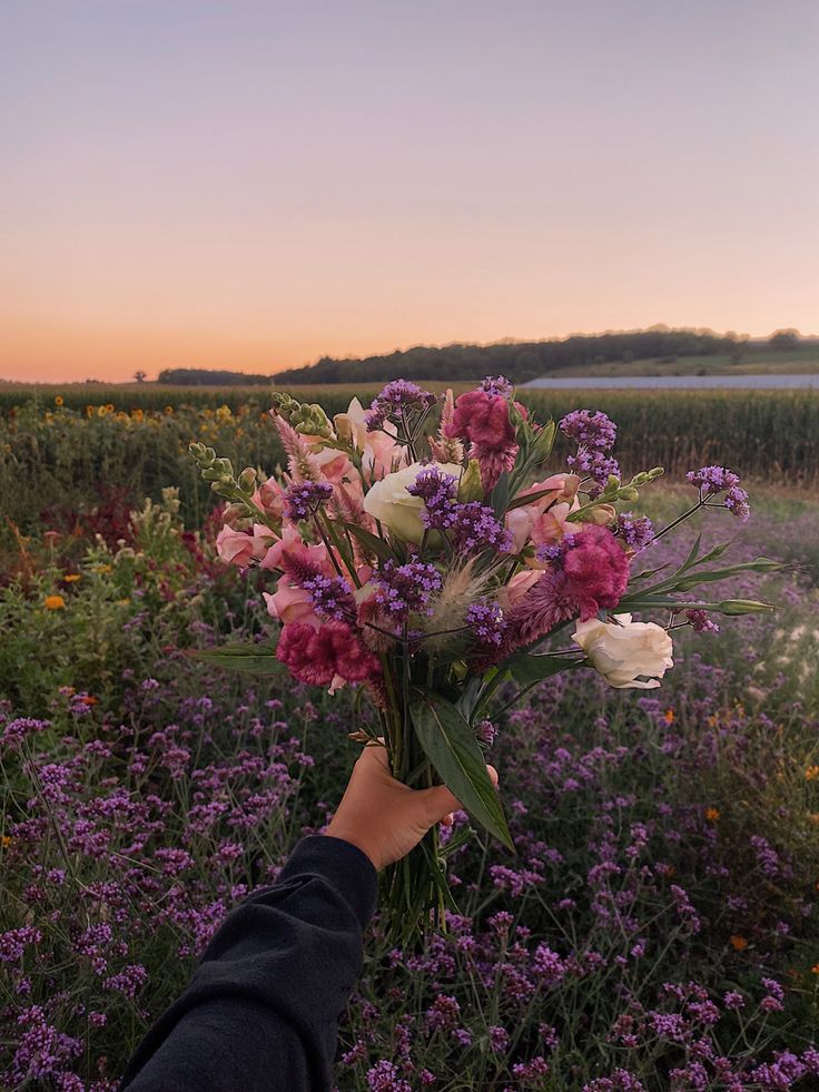 Bouquet, fresh flowers, sunset Wild Flower Bouquet Aesthetic, Fresh Flowers Aesthetic, Field Flowers Bouquet, Autumn Flower Bouquet, Sunset Bouquet, Nothing But Flowers, Flower Therapy, Beautiful Bouquet Of Flowers, Fresh Cut Flowers