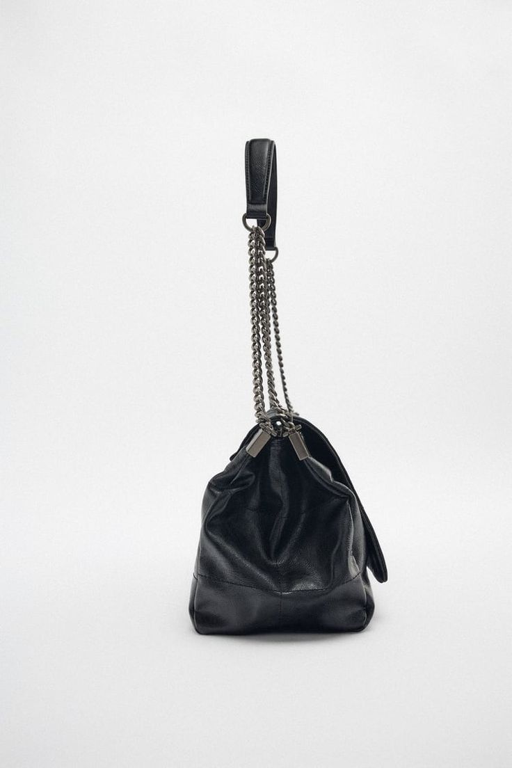 ROCK STYLE FLAP SHOULDER BAG - Black | ZARA United States Chic Zara Bags For Office, Chic Zara Office Bags, Zara Crossbody Bag For Office, Zara Crossbody Office Bag, Zara Shoulder Bag With Detachable Strap And Double Handle, Zara Shoulder Bag With Adjustable Strap, Zara Shoulder Bag With Detachable Strap For Daily Use, Zara Shoulder Bag With Detachable Strap For Everyday, Zara Formal Shoulder Bag With Removable Pouch