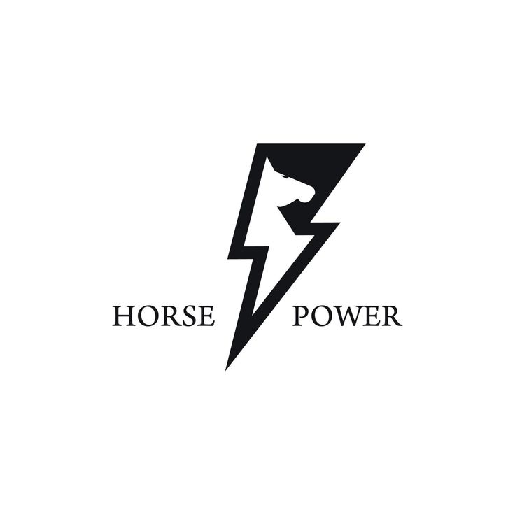 the horse power logo is black and white with a lightning bolt in it's center