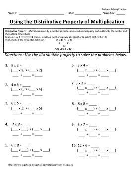 Using the Distributive Property to solve Multiplication Math VA SOL 3.4-Digital Distributive Property 3rd Grade, Multiplication Of Integers, Algebra Equations Worksheets, Multiplication Practice Worksheets, Distributive Property Of Multiplication, Math Worksheets For Kids, Equations Worksheets, Class 6 Maths, Integers Worksheet