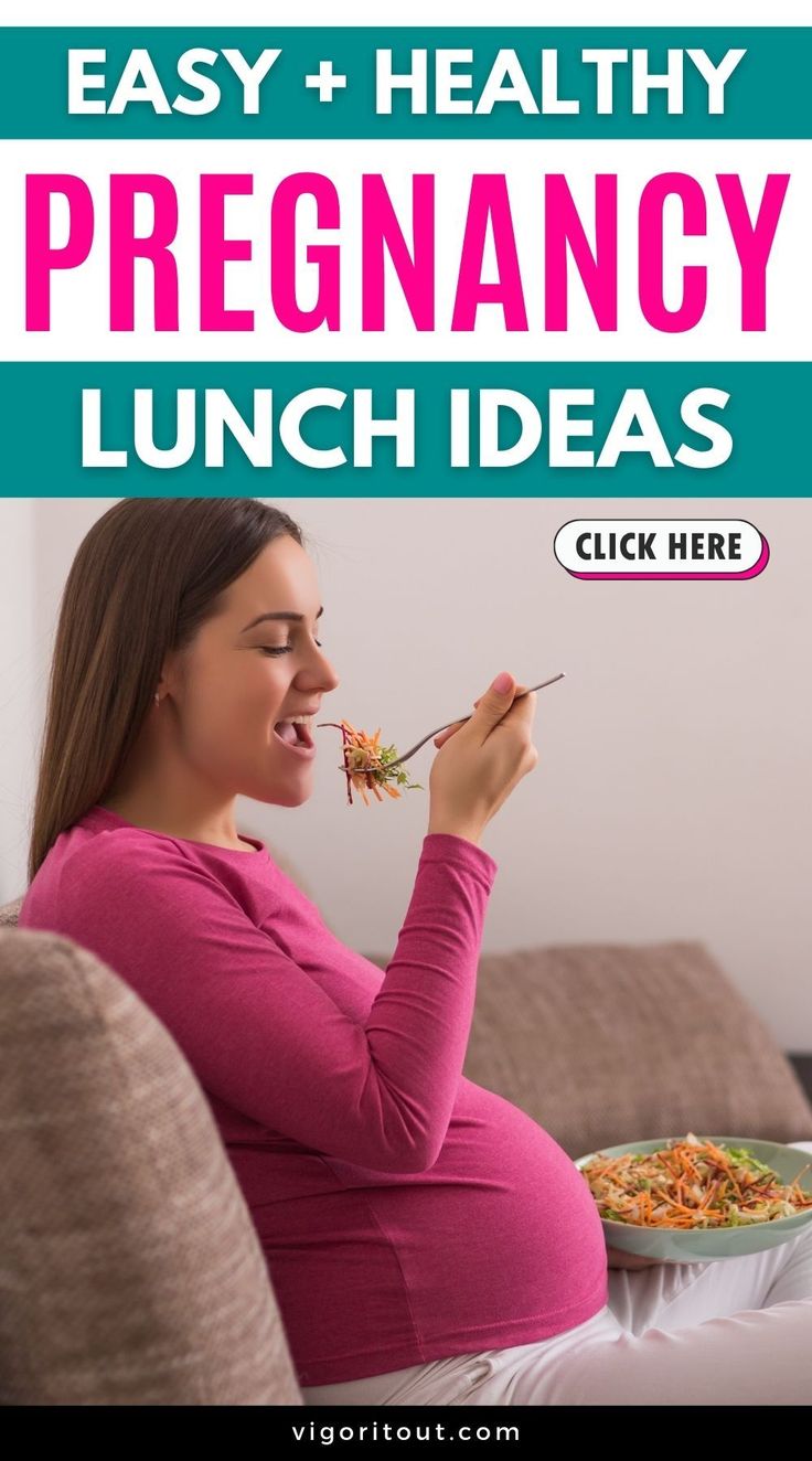 a pregnant woman eating food with the title easy and healthy pregancy lunch ideas