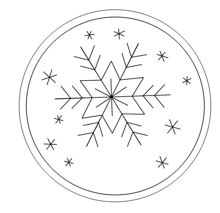 a snowflake is shown in the middle of a circle with stars on it