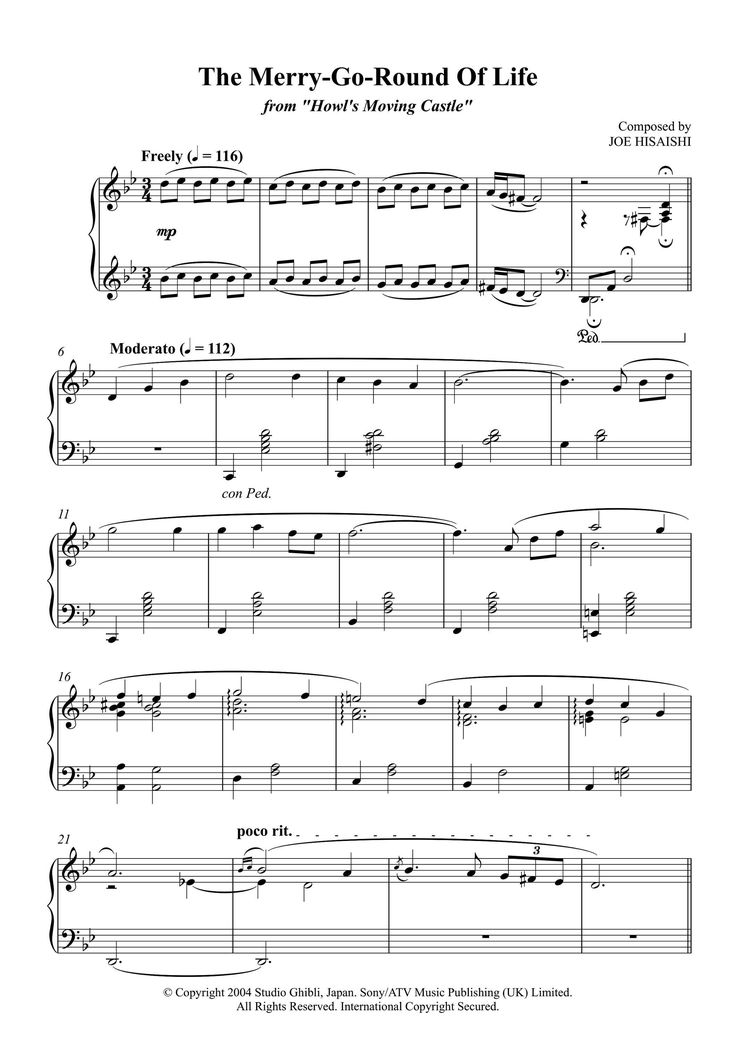 the merry - go - round of life sheet music