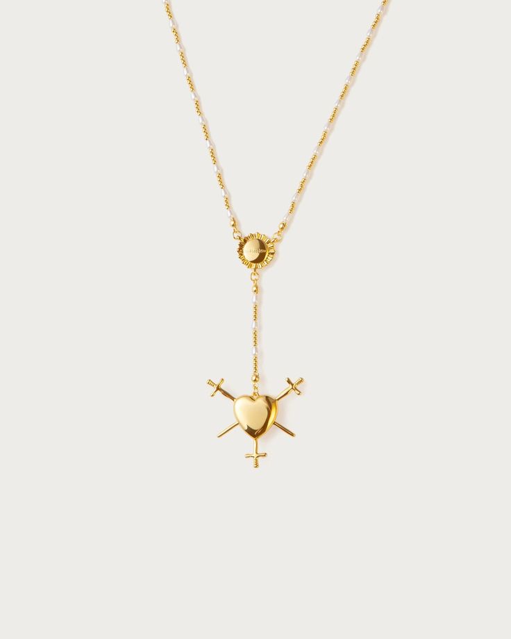 Three of Swords Rosary Necklace in Gold
| En Route Jewelry | En Route Jewelry Gold Rosary Necklace, Three Of Swords, En Route Jewelry, Gold Rosary, Necklace Stack, 1 Aesthetic, Y Necklace, Rosary Necklace, Gold Collar