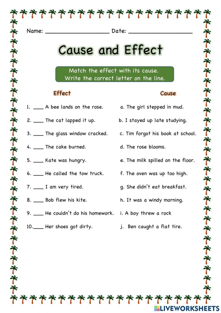 the cause and effect worksheet is shown in this printable activity for kids