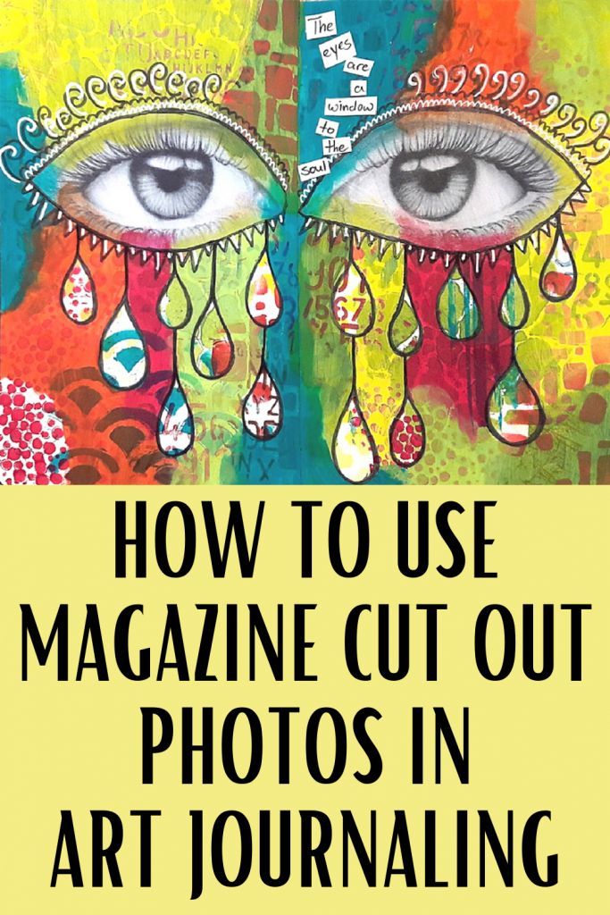 an advertisement with the words how to use magazine cut out photos in art journaling