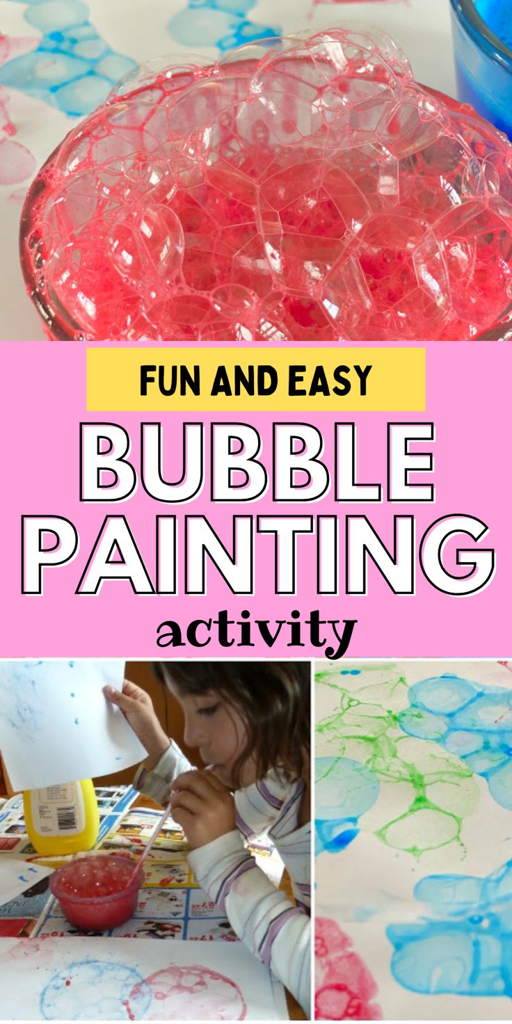 bubble painting activity for kids that is fun and easy