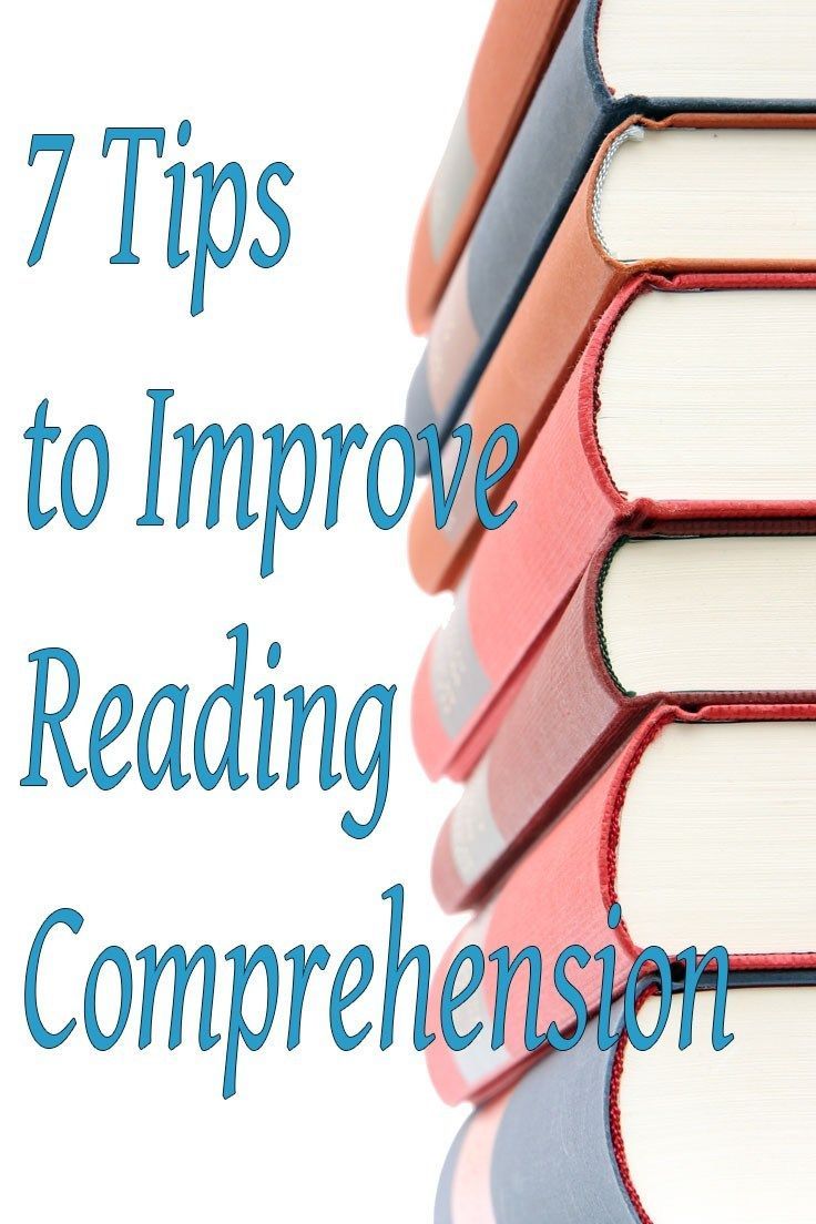 several books stacked on top of each other with the title 7 tips to improve reading comprehension