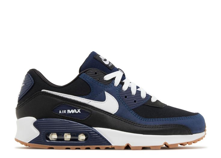 Air Max 90 'Midnight Navy Gum' - Nike - FB9658 400 - midnight navy/black/gum medium brown/white | Flight Club Jordan 12 Taxi, Off White Dunk, Nike Air Max 90 Mens, Slides Nike, Sneaker Cleaner, Jordan Yeezy, Air Max 90 Premium, Flight Club, Jordan 8