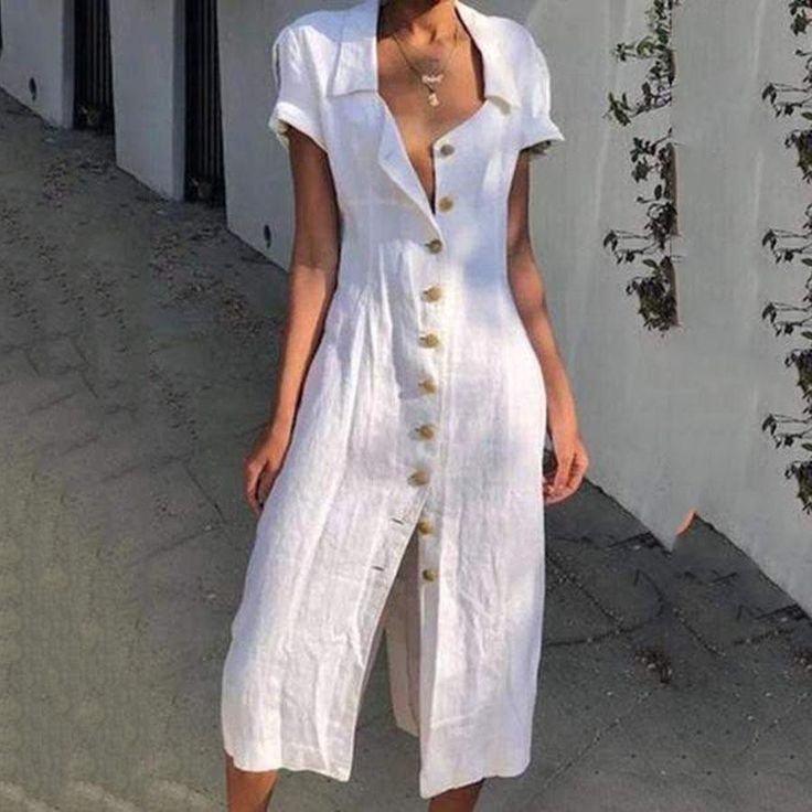 Solid Dress Casual, Perfect Spring Outfit, Casual Work Dresses, Solid Jumpsuit, Summer Fashion Dresses, Fashion Dresses Casual, Casual Summer Dresses, Kebaya, Modest Dresses