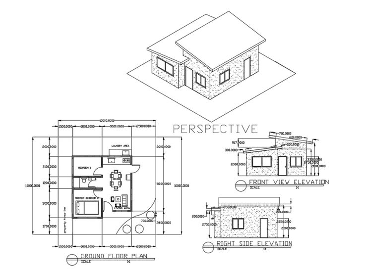 three different views of a house with the measurements for each floor and one room in it