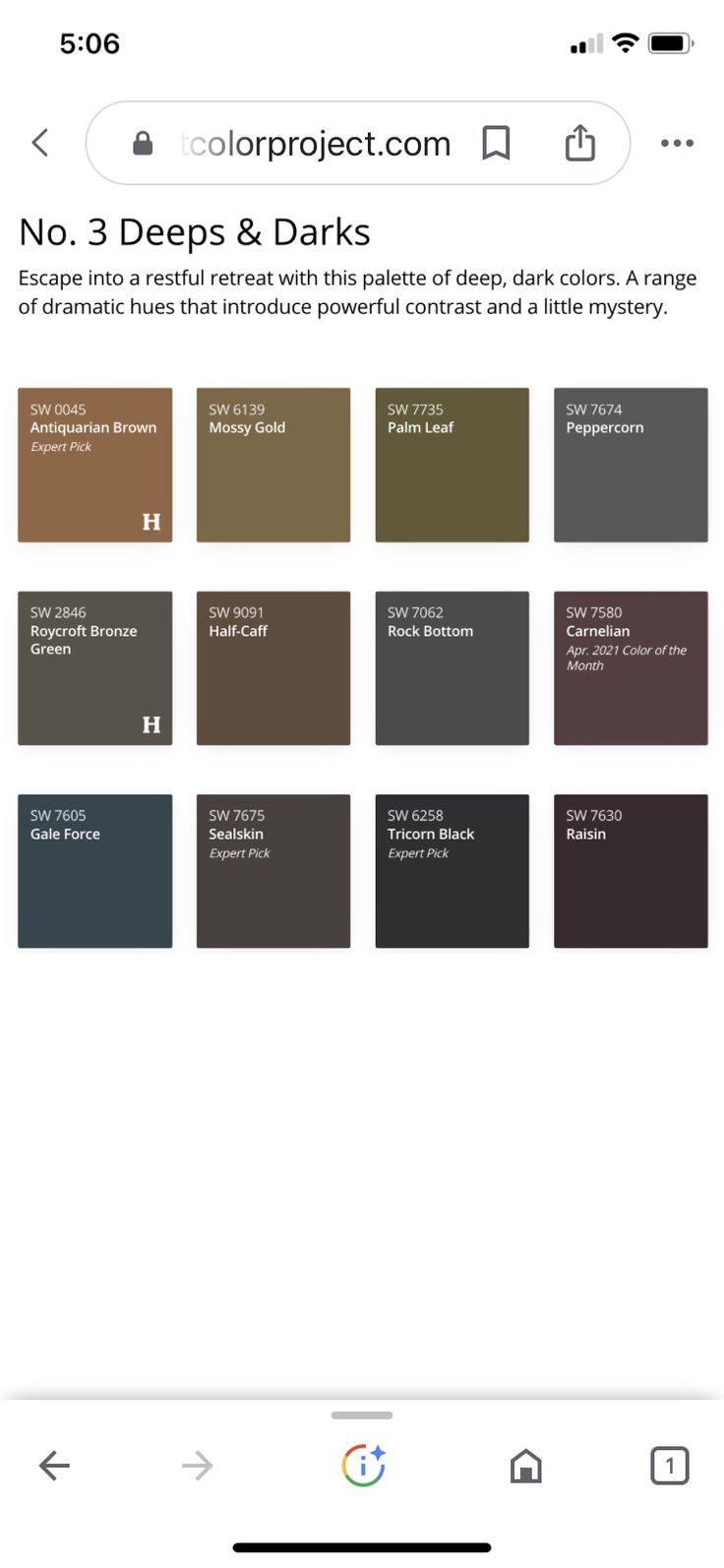 an iphone screen showing the color options for different shades of paint and how to use them