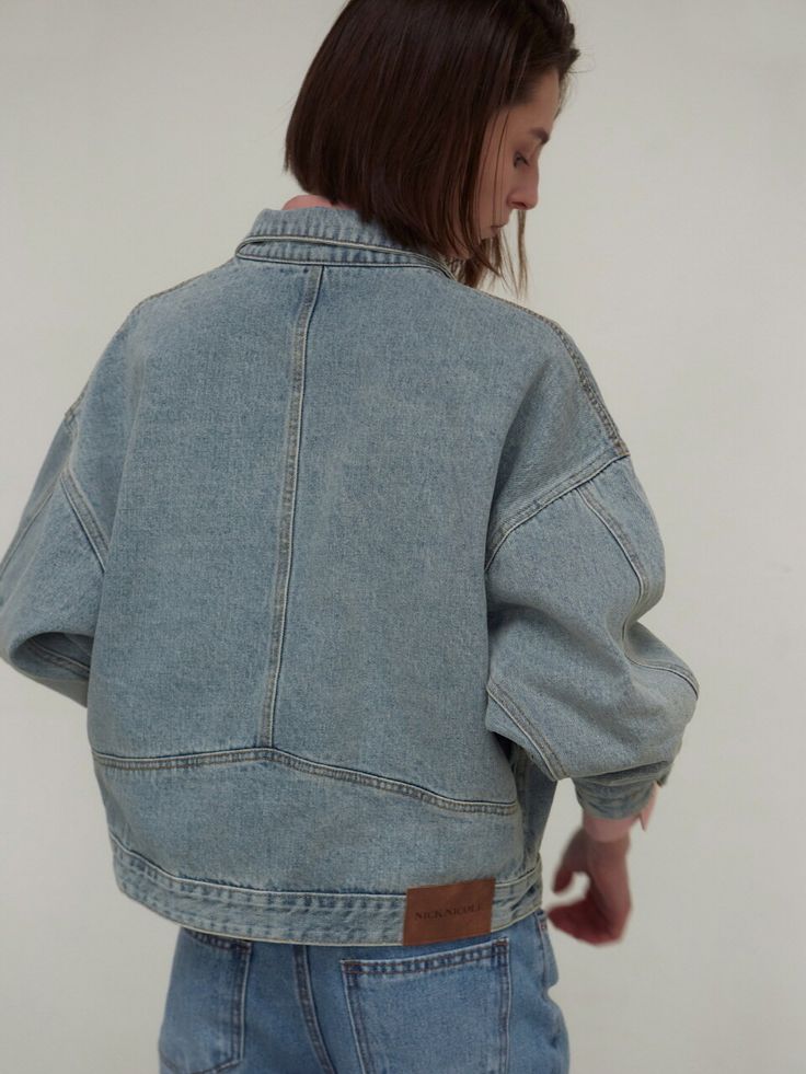 Editor's Notes Vintage style denim jacket that is a modern and attractive style. It is great to style with various of outfits creating a casual mood and easily creates basic design wear as a every day item.- Light colored vintage mood denim jacket- Designed with stitch lines on incision lines- Can be worn by layering materials for a stylish fit- Modern and trendy wear that is great to style - Cropped sleeves as a design point Measurements(in.)One size (xs-m)- Shoulder: 23.22 in.- Chest: 19.29 in. - Sleeve: 16.53 in. - Total length: 23.62 in.*Model info:Height 5' 6'' / Bust 31.5 in. / Waist 24 in. / Hip 35.03 in.Composition & Care- 100% Cotton- Dry clean onlyDesigner- by NICK&NICOLE Style Denim Jacket, Attractive Style, Cropped Sleeves, Stitch Lines, Basic Design, Of Outfits, Washed Denim, Jacket Design, Denim Wash