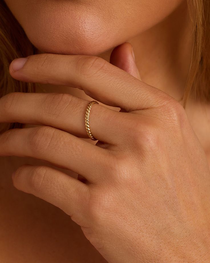 The 14k Gold Crew Helium Ring is perfect for adding a classic and cool touch to your ring stack. Whether you're dressing up for a special occasion or keeping it casual, this versatile helium ring instantly elevates any stack. With its fun design, it's sure to become a staple in your collection. Wear it stacked with your go-to gold bands or diamond rings. Crew Helium Ring in 14k Solid Gold, Women's Size 5 by gorjana Dainty 14k Gold Ring, Minimal Gold Ring, Turquoise Birthstone, Infinity Knot Ring, Gorjana Jewelry, Stackable Ring Sets, Gold Rings Simple, Stackable Bands, Solid Gold Ring