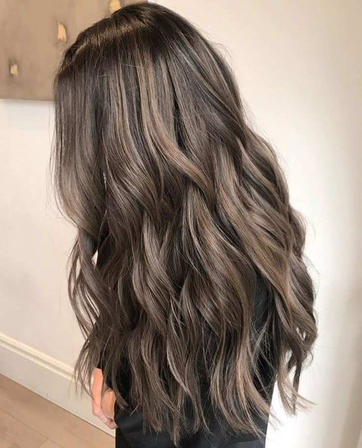 Alyssa Mikesell Hair, Highlights For Dark Brown Hair Medium Length, Brownie Brown Hair, Honey Ash Brown Hair, Mousy Brunette, Brunette Balayage Cool Tones, Mushroom Brunette Hair Balayage, Cool Brunette Hair Color Ash Brown, Root Smudge Brunette