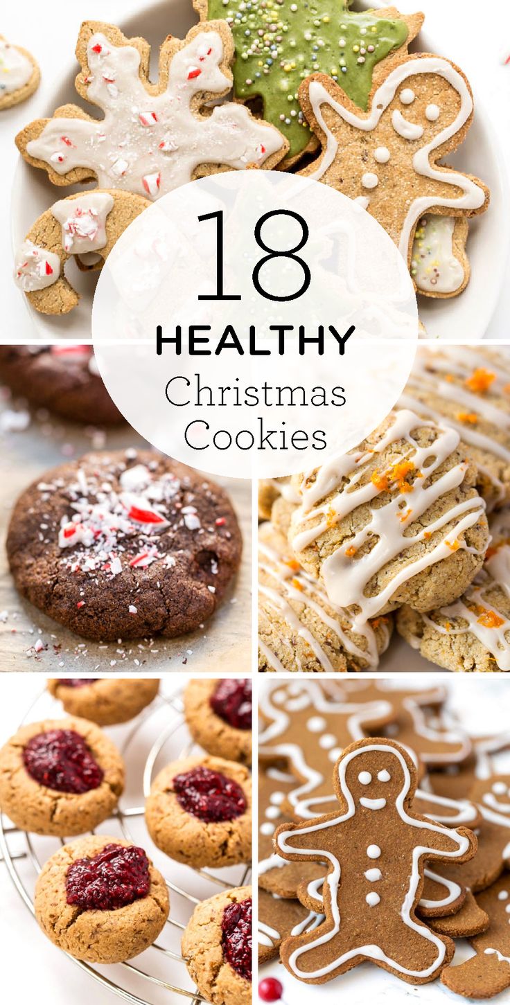 18 Healthy Christmas Cookies to keep you from over-indulging this holiday season! #christmascookie #healthycookie #simplyquinoa Healthy Christmas Baking, Healthy Christmas Desserts, Healthy Christmas Treats, Healthy Christmas Cookies, Vegan Christmas Cookies, Cookies Healthy, Delicious Christmas Cookies, Cookie Christmas, Cookies Ideas