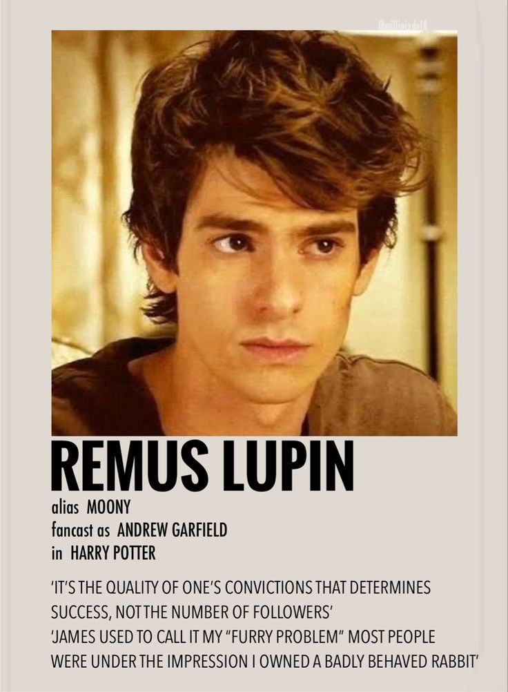 a poster with an image of a man's face and the caption reads, remus lupin