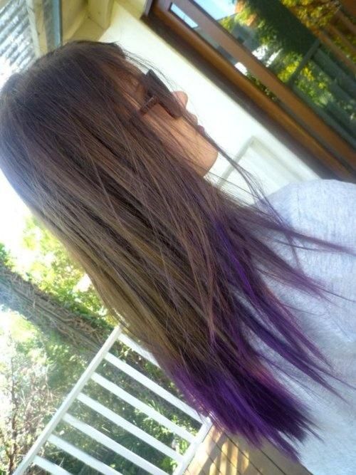 purple Purple Dip Dye, Underlights Hair, Dyed Tips, Hair Dye Tips, Lumpy Space, Purple Tips, Dip Dye Hair, Colored Hair Tips, Hair Color Purple