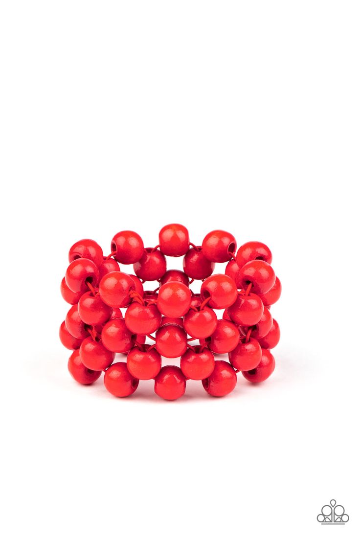 An oversized collection of fiery red wooden beads are threaded along stretchy bands that ornately weave across the wrist, creating a decorative summery pattern.

Sold as one individual bracelet. Paparazzi Consultant, Red Bracelet, Mobile Boutique, Wooden Bracelet, Red Dates, Red Bracelets, Red Jewelry, Paparazzi Accessories, Fiery Red