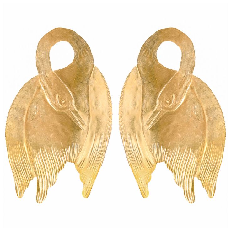 Golden swans in elegant repose are hand shaped out of brass. Sterling silver posts. Nickel and lead free. 3.75" [9.5 cm] long. Swan Earrings, Swan Jewelry, Gold Swan, Magical Jewelry, Bird Jewelry, Hand Shapes, Brass Jewelry, Swans, Jewelry Inspo