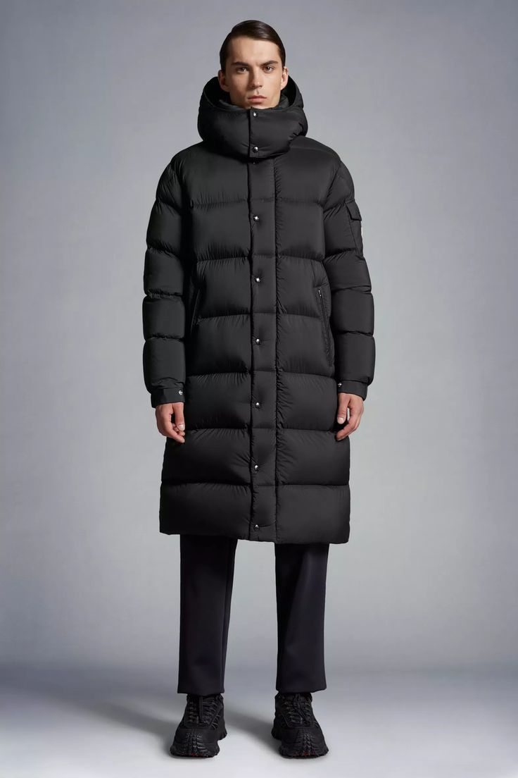 Black Hanoverian Long Down Jacket - Long Down Jackets for Men | Moncler US Womens Winter Jackets, Short Jackets, Long Down Jacket, Hanoverian, Wool Hoodie, Long Coats, Moncler Jacket, Jackets For Men, White Duck