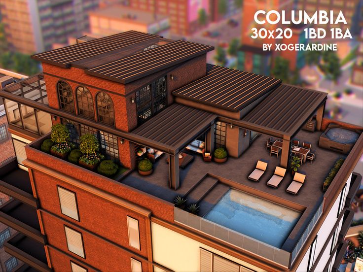 an aerial view of a building with the words columbia 3d renderings on it's roof