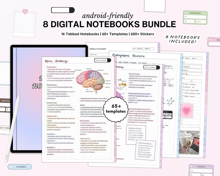 the 8 digital notebooks bundle includes an ipad, laptop and other electronic devices