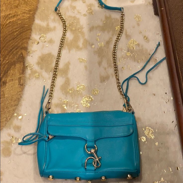 Turquoise Crossbody In Very Good Condition. Used Twice Rebecca Minkoff Crossbody Bag, Tory Burch Crossbody Bag, Rebecca Minkoff Mini Mac, Tory Burch Crossbody, Feed Bags, Mini Mac, Michael Kors Crossbody Bag, Brown Leather Bag, Brown Purses