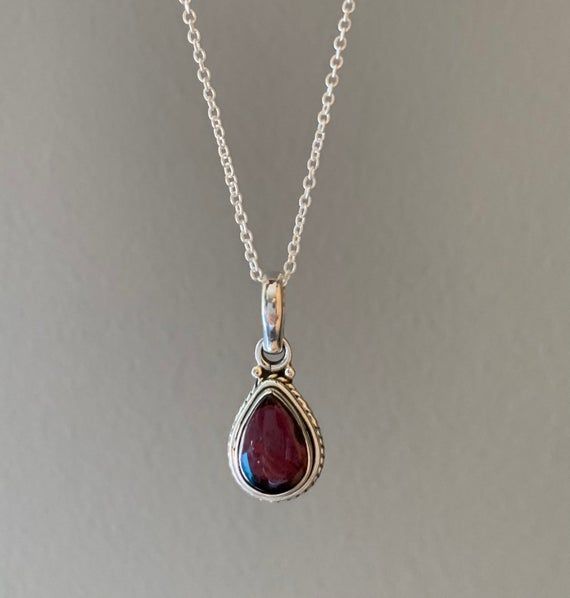 Sterling silver teardrop Garnet necklace. Ideal gift for her.Matching earrings available. Handmade Pear-shaped Silver Necklace, Handmade Silver Pear-shaped Necklace, Silver Teardrop Drop Necklace Gift, Silver Teardrop Birthstone Drop Necklace, Silver Drop Necklace With Gemstone For Gift, Sterling Silver Teardrop Necklace For Her, Teardrop Sterling Silver Necklace As Gift For Her, Sterling Silver Teardrop Drop Necklace As A Gift, Sterling Silver Drop Necklace For Gift