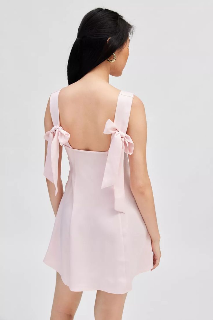 UO Bri Double Bow Satin Mini Dress | Urban Outfitters