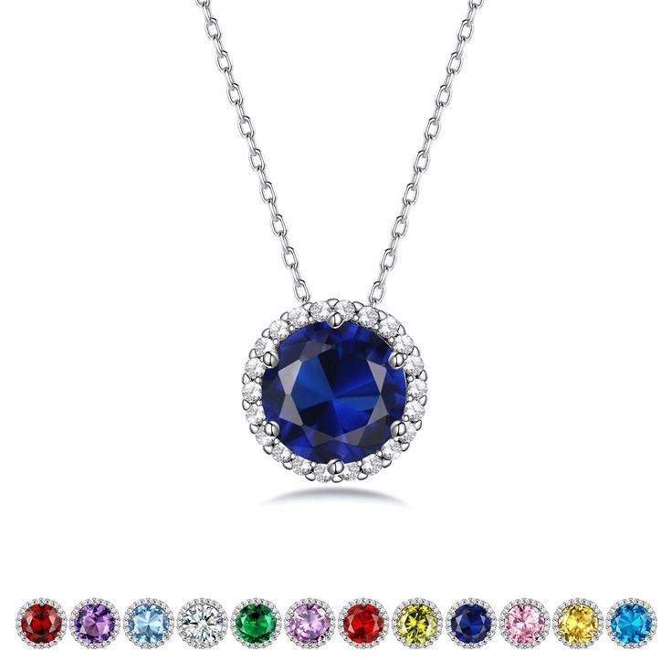 PRICES MAY VARY. 💓September-Created Blue Sapphire Birthstone Necklaces💓 8mm wide Blue Sapphire Gemstone Necklaces embellished with 1mm white Cubic , exquisitely inlaid in high polished 925 Sterling Silver. These glittering crystals will shimmer with the slightest movement. So flattering and sparkling, just like the real diamond! There are 12 different colors of Gemstones, corresponding to the birthstone of each month. You can choose the color according to the birth month. 💓Round Diamond Neckl Birthstone Necklaces, Anniversary Wedding Gifts, Round Diamond Pendant, Sapphire Birthstone, Blue Sapphire Necklace, Square Crystal, Pendant Diamond, Gemstone Necklaces, Diamond Necklaces