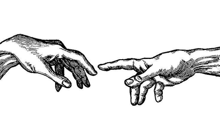 two hands touching each other with their fingers