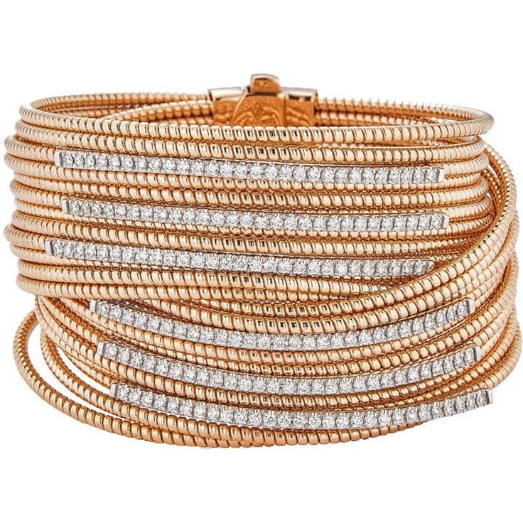 Piranesi - Oro Coil Bracelet Wide in Rose Gold - 18K Rose Gold Bracelet Wide, Coil Design, Coil Bracelet, 18k Rose Gold, Her Style, Formal Event, Bracelet Set, Round Diamonds, Diamond Bracelet