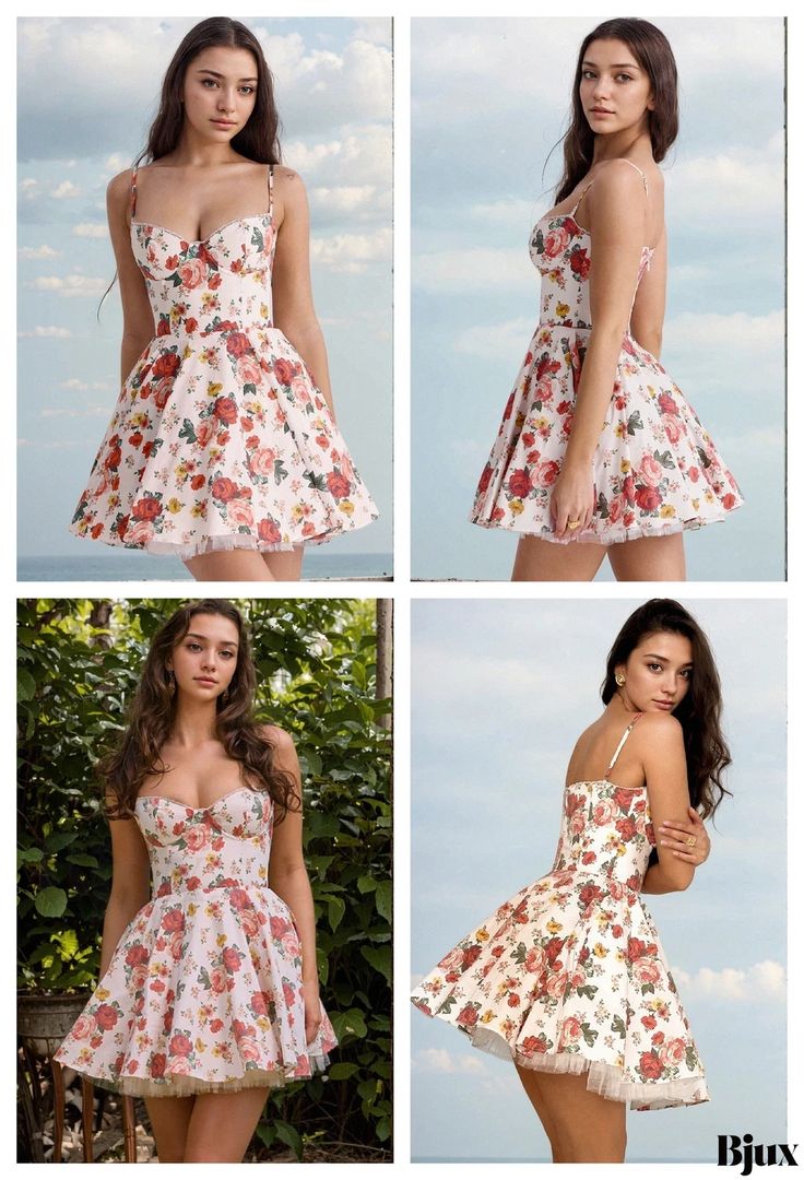 Bjux - Summer Party Must-Have Flowy Mini Dress with Floral Accent Summer Homecoming Mini Dress With Fitted Bodice, A-line Floral Print Mini Dress For Party, Sleeveless Fitted Floral Dress For Party, Floral Print Prom Dress For Party Season, Mini Floral Print Party Dress, Floral Print Mini Party Dress, Floral Print Fitted Party Dress, Fitted Floral Print Party Dress, Floral Print Party Mini Dress