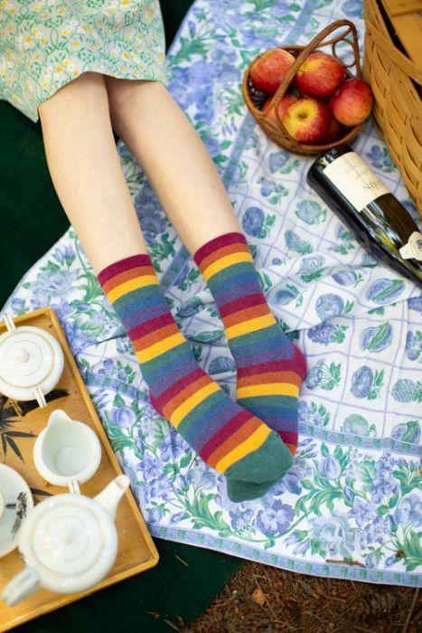 Heather Rainbow Striped Crew | Sock Dreams Striped Tube Socks, Muted Rainbow, Crew Sock, Tube Socks, Complementary Colors, Style Gift, Rainbow Stripes, Pastel Rainbow, Online Accessories